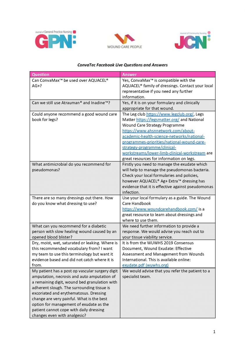 Resource image for: Facebook Live: Wound exudate - getting the balance right - Q&A