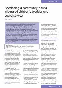 Developing a community-based integrated children’s bladder and bowel service