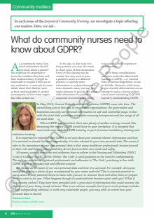 What do community nurses need to know about GDPR?