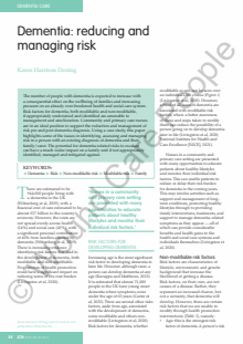 Dementia: reducing and managing risk