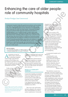 Enhancing the care of older people: role of community hospitals