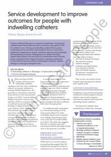Service development to improve outcomes for people with indwelling catheters