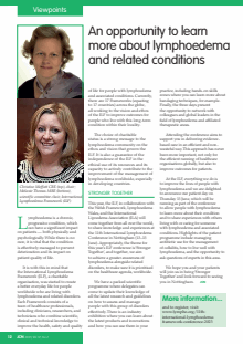 An opportunity to learn more about lymphoedema and related conditions