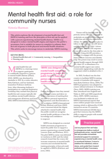 Mental health first aid: a role for community nurses