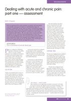 Dealing with acute and chronic pain: part one - assessment