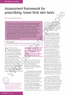 Assessment framework for prescribing: lower limb skin tears
