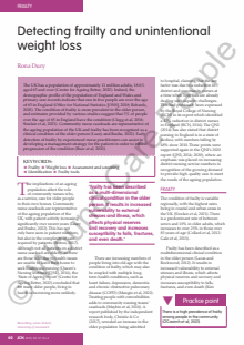Detecting frailty and unintentional weight loss