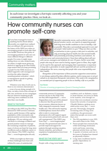 How community nurses can promote self-care