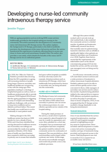 Developing a nurse-led community intravenous therapy service