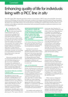 Enhancing quality of life for individuals living with a PICC line in situ