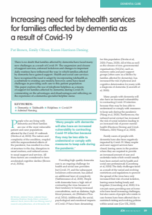 Increasing need for telehealth services for families affected by dementia as a result of Covid-19