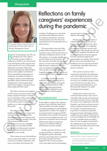 Reflections on family caregivers’ experiences during the pandemic