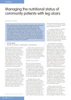 Managing the nutritional status of community patients with leg ulcers