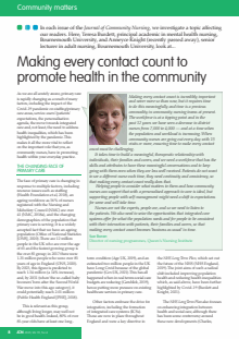 Making Every Contact Count to Promote Health in the Community