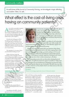 What effect is the cost-of-living crisis having on community patients?