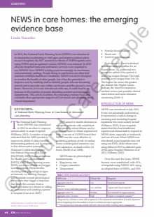 NEWS in care homes: the emerging evidence base
